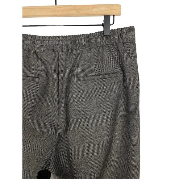 Zara The Easy Plaid Elastic Waist Trouser Pant Size 10 Gray Business Career - Picture 7 of 10